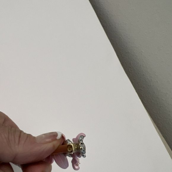 Betsy Johnson Pink Enamel AB Rhinestone Flower Hinge Bangle Bracelet - Picture 8 of 13